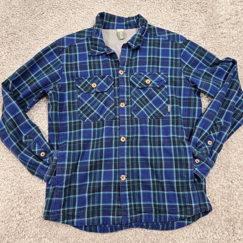 Stio Mens Plaid Shacket Button Front Pocketed Overshirt Size Medium Outdoors